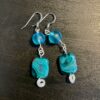 Aqua Frosted Sea Glass Handmade Earrings