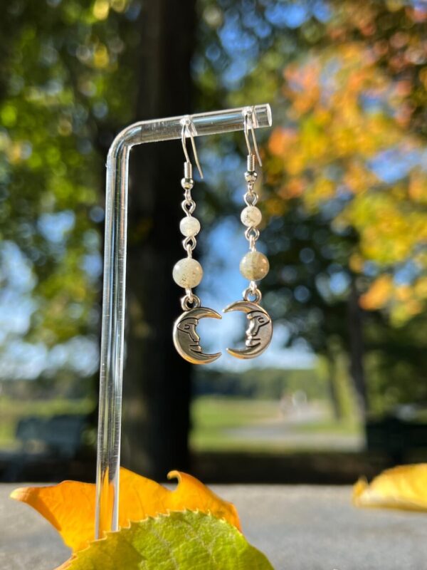 Labradorite Moon Drop Celestial Handmade-Earrings