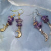 Amethyst Chip Moon Handmade Earrings