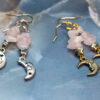 Rose Quartz Chip Moon Handmade Earrings