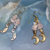 Rose Quartz Chip Moon Handmade Earrings