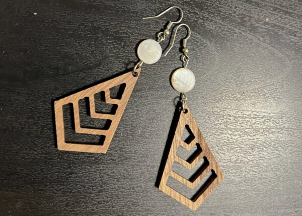 Mother-of-Pearl & Wood Art Deco Handmade Earrings