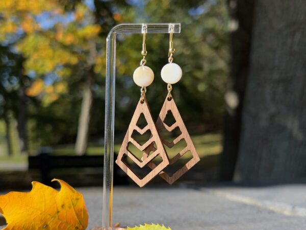 Mother-of-Pearl & Wood Art Deco Handmade Earrings