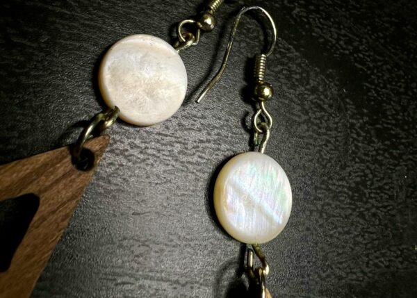 Mother-of-Pearl & Wood Art Deco Handmade Earrings
