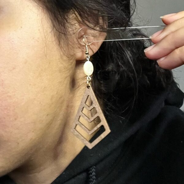 Mother-of-Pearl & Wood Art Deco Handmade Earrings