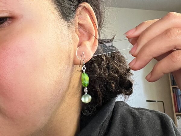Lime Green Frosted Glass Handmade Earrings