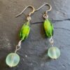 Lime Green Frosted Glass Handmade Earrings