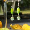 Lime Green Frosted Glass Handmade Earrings