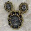 Vintage 1950s-Style Black Mourning Cameo Brooch & Earring Set