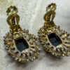 Vintage 1950s-Style Black Mourning Cameo Brooch & Earring Set