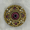 Vintage 1950s–1960s Gold‑Toned Amethyst & Pearl Brooch